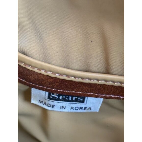 Vintage Sears Brown Vinyl Carry on / Overnight Shoulder Bag Vegan Leather - Picture 6 of 10
